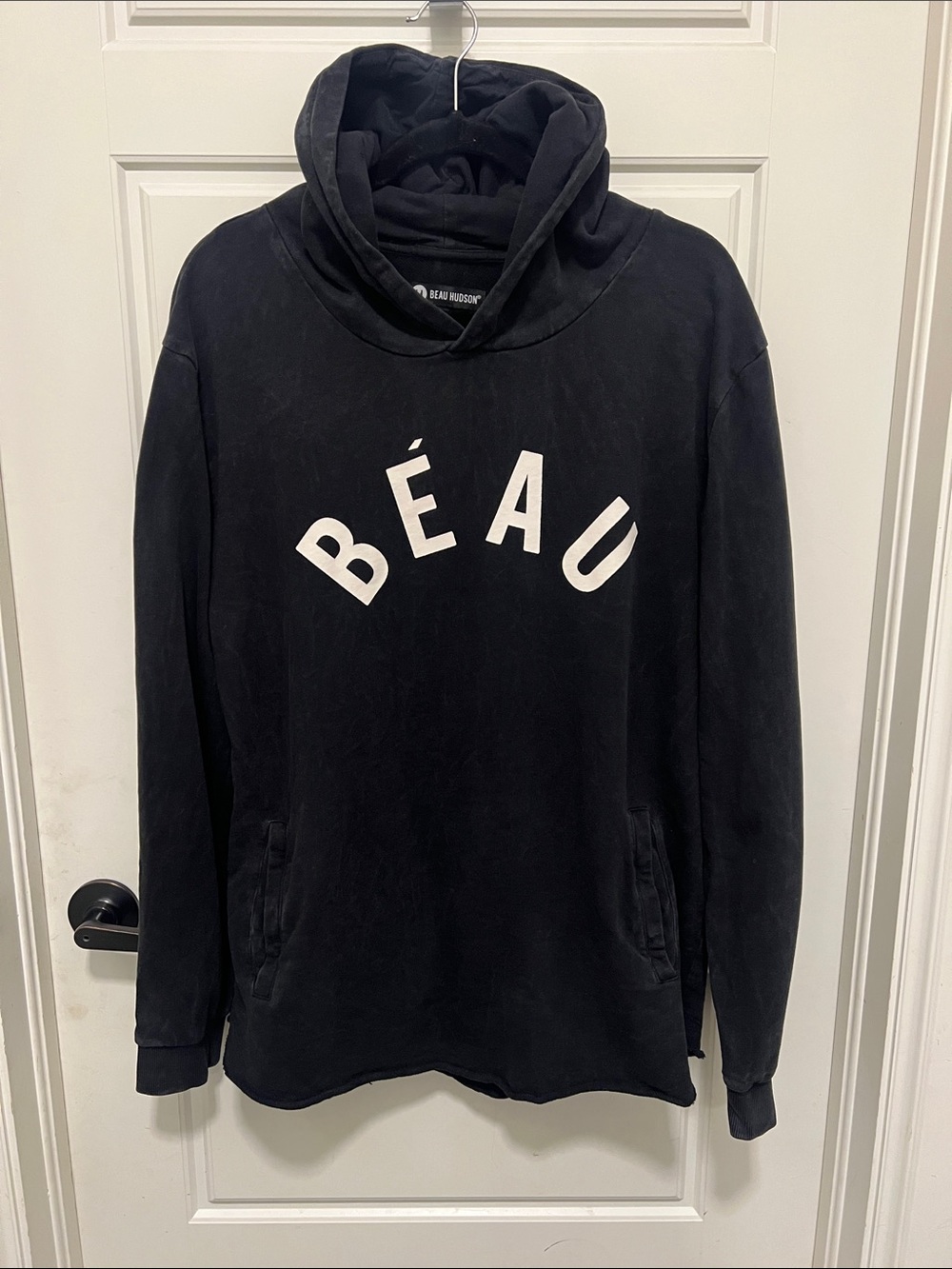 Beau Hudson Jeans Black 'BÉAU' Logo Hooded Sweatshirt - unisex